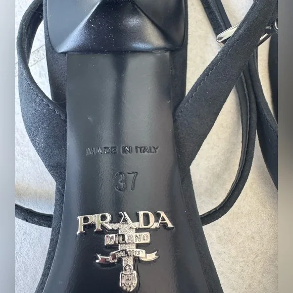 Prada Black Heels with Silver Accents - Picture 5 of 8